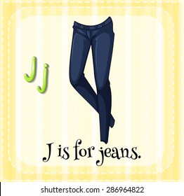 Flashcard letter J is for jeans