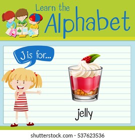 Flashcard letter J is for jelly illustration