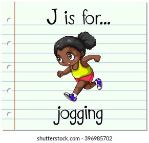 Flashcard letter J is for jogging illustration