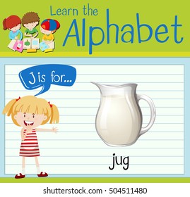 Flashcard letter J is for jug