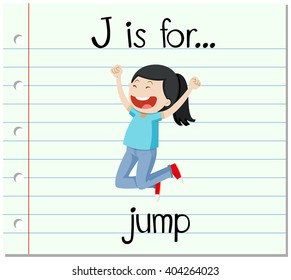 Flashcard letter J is for jump illustration