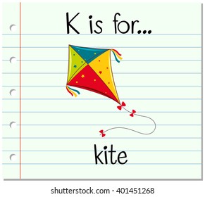 Flashcard letter K is for kite