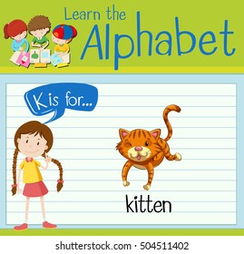Flashcard letter K is for kitten