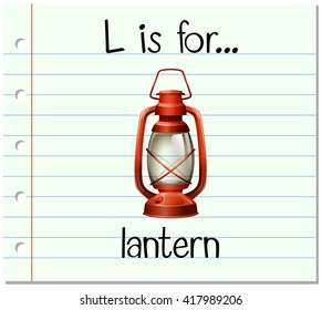 Flashcard letter L is for lantern illustration