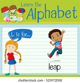 Flashcard letter L is for leap illustration