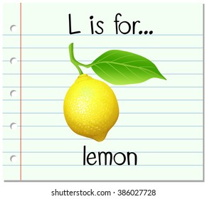 Flashcard letter L is for lemon illustration