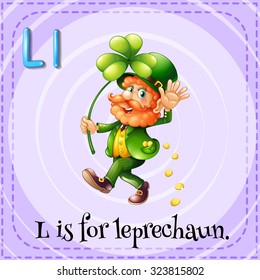 Flashcard letter L is for leprechaun illustration