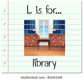 Flashcard letter L for library