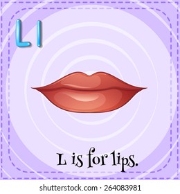 Flashcard letter L is for lips