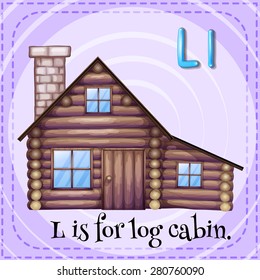 Flashcard letter L is for log cabin