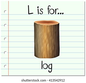 Flashcard letter L is for log illustration