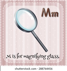 Flashcard letter M is for magnifying glass