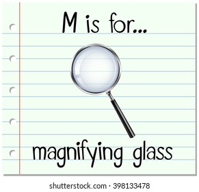  Flashcard letter M is for magnifying glass illustration