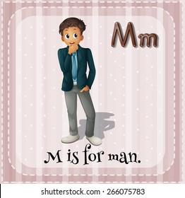 Flashcard letter m is for man