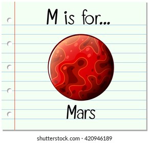 Flashcard letter M is for mars illustration