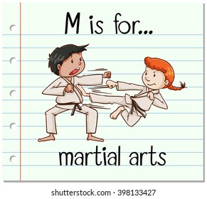  Flashcard letter M is for martial arts illustration