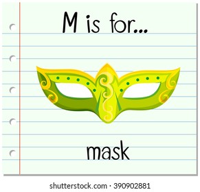 Flashcard letter M is for mask illustration