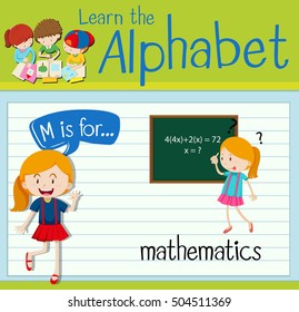La letra M de la tarjeta flash es para matemáticas