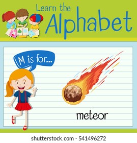 Flashcard letter M is for meteor illustration