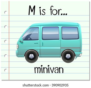 Flashcard letter M is for minivan illustration