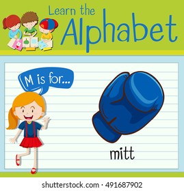Flashcard letter M is for mitt illustration