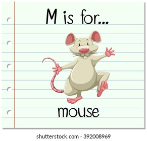 Flashcard letter M is for mouse illustration