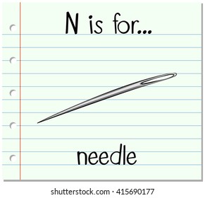 Flashcard letter N is for needle illustration