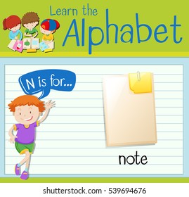 La letra de tarjeta volátil N es para la ilustración de nota