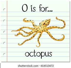 Flashcard letter O is for octopus illustration