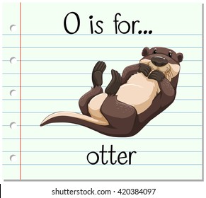 Flashcard letter O is for otter illustration