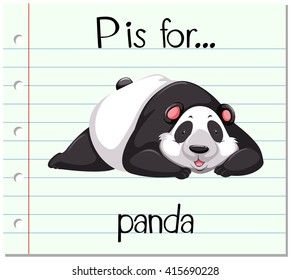 Flashcard letter P is for panda illustration