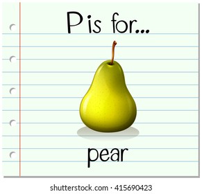 Flashcard letter P is for pear illustration