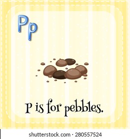 Flashcard letter P is for pebbles