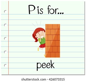 Flashcard letter P is for peek illustration