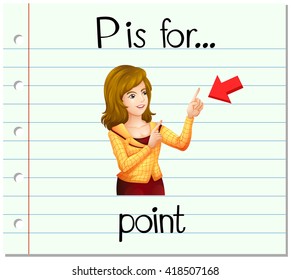 Flashcard letter P is for point illustration