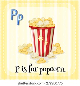 Flashcard letter P is for popcorn