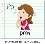 Flashcard letter P is for pray illustration