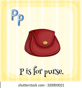 Flashcard letter P is for purse illustration