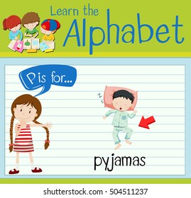 Der Flashcard-Buchstabe P ist für Pyjamas geeignet