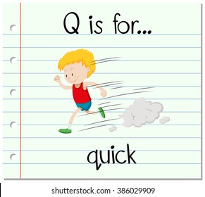 Flashcard letter Q is for quick illustration