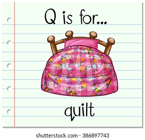 Flashcard letter Q is for quilt illustration