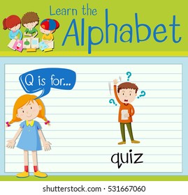 Flashcard letter Q is for quiz illustration