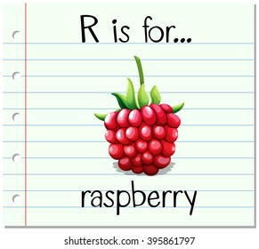 Flashcard-Buchstabe R ist für Himbeere geeignet