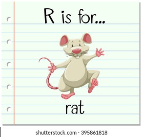 Flashcard letter R is for rat