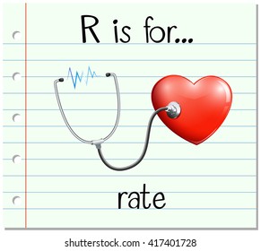Flashcard letter R is for rate illustration