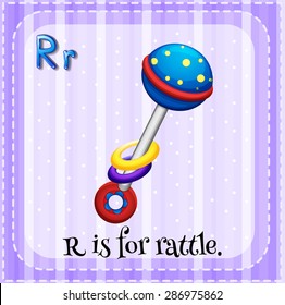 Flashcard letter R is for rattle