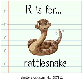 Flashcard letter R is for rattlesnake illustration