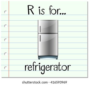 Flashcard letter R is for refrigerator illustration