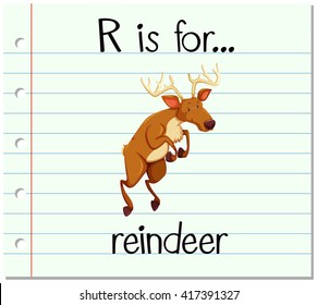 Flashcard letter R is for reindeer illustration