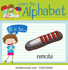 Flashcard letter R is for remote illustration